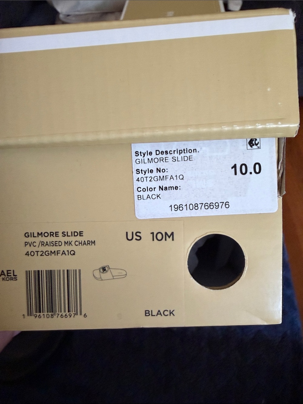Michael Kors Black Slide Sandals with MK Logo Medallion - Picture 3 of 4